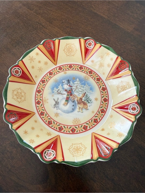 Villeroy & Boch Other - Villeroy & Boch Toy’s Delight Christmas Scalloped Candy Dish Snowman Bowl 7”